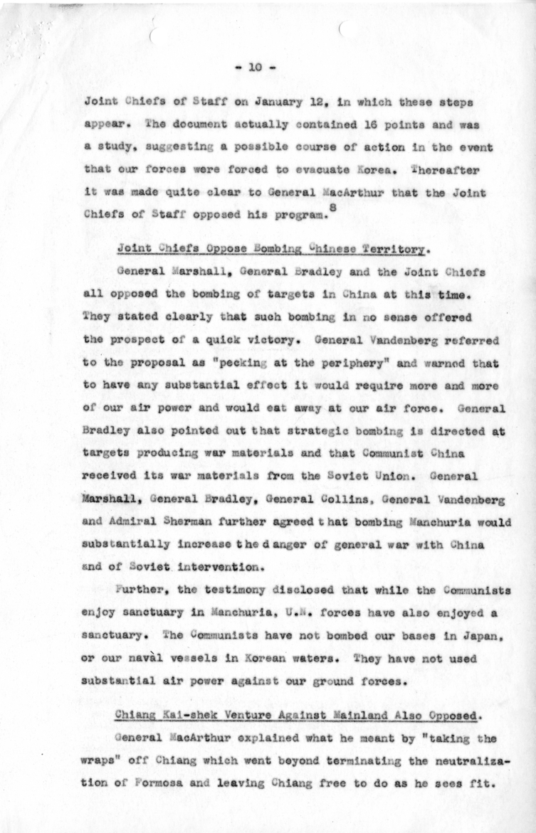 State Department, MacArthur Hearings Report by Fisher, Part 4