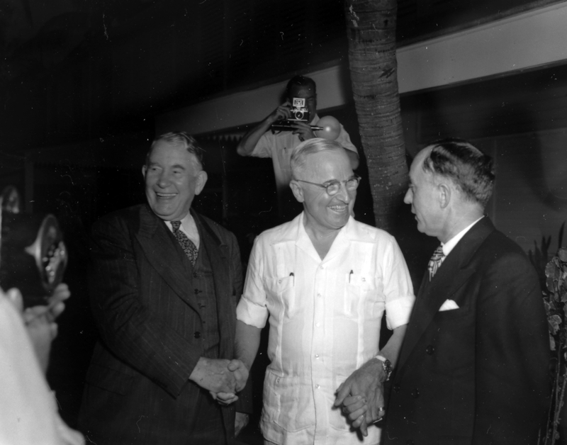 President Truman Greets Senator Barkley And Leslie Biffle At Key West 