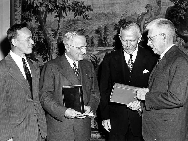 Verner W. Clapp, Harry S. Truman, George C. Marshall, and Harold W ...