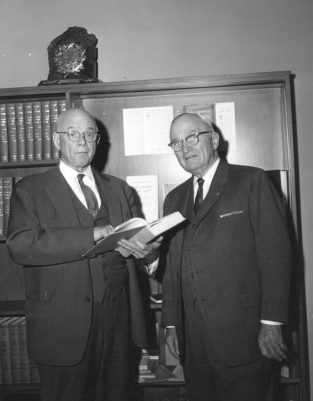 Dr. Bemis and Truman in the research room of the Library | Harry S. Truman