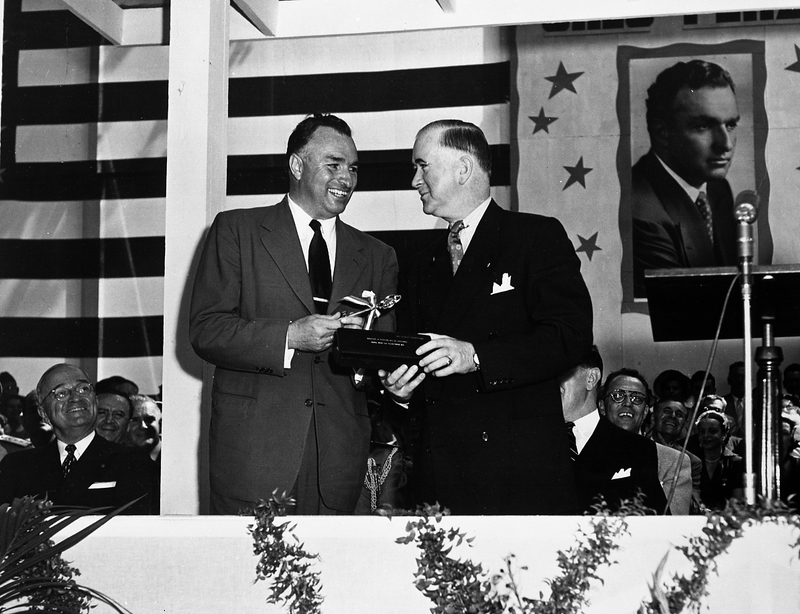 President of Ecuador Galo Plaza Accepting the Key to the Capitol from ...