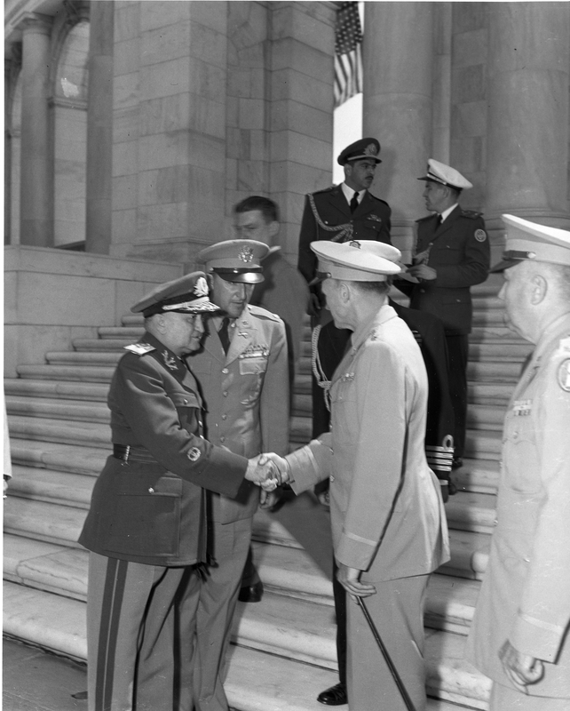 Dutra Shaking Hands with Military Officer | Harry S. Truman