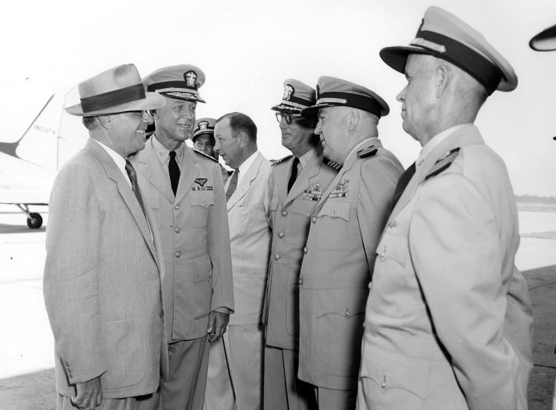 Navy Under Secretary Francis P. Whitehair shown with unidentified Naval ...