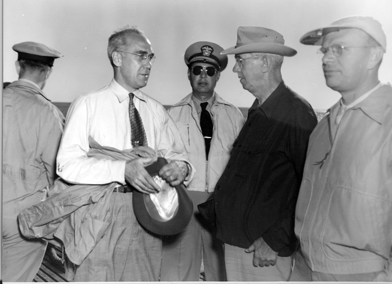 Aboard the submarine Corporal are Secretary J.T. Koehler, Admiral ...