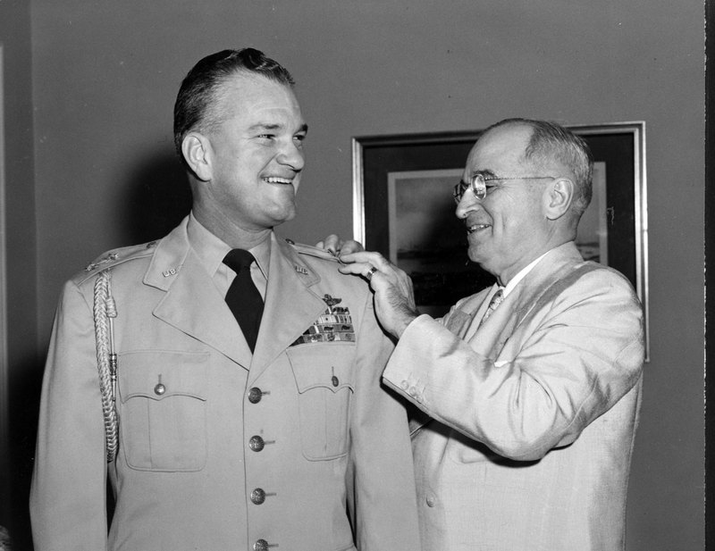 President Truman Pins The 2-star Insignia On His Air Force Aide 