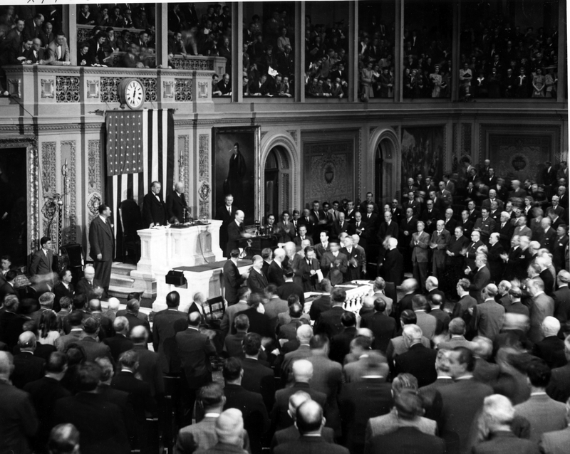 British Prime Minister Clement Attlee Addressing a Joint Session of ...