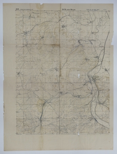 Map of Trench Lines, Transportation Routes, and Barrack Locations around the Meuse River