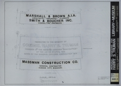 Drawing of the Plaques for the Proposed Memorial Fountains at the Harry S. Truman Library